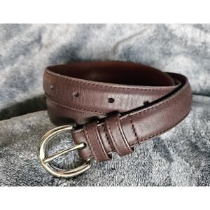 Coach Brown Leather Belt with Silver Buckle